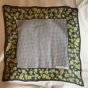 Laura Ashley vintage gingham with floral border print 100% silk scarf